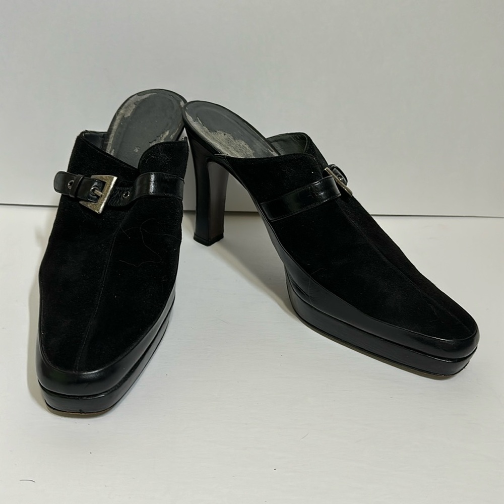 Stuart Weitzman Leather Suede Black Heels Sabo Sz 10